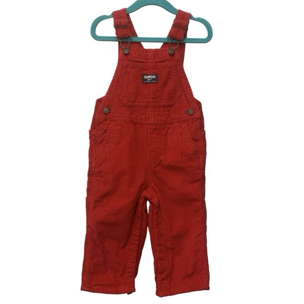OshKosh B’gosh Red Corduroy Overalls Toddler 18M Vestbak Classic
